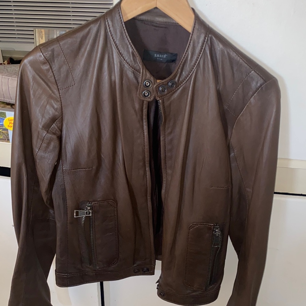 SWORD brown leather jacket, women